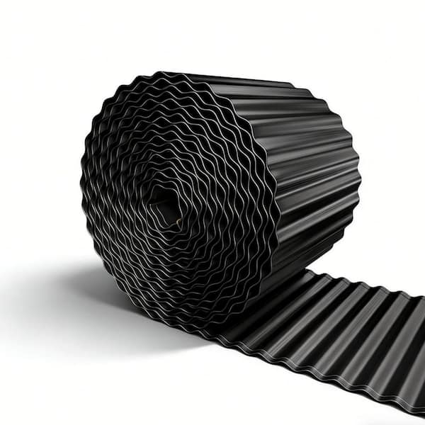 Corrugated 600 in. 50 ft. x 5.5 in. Flexible Rustproof Black Metal Landscape Edging for Garden Beds Lawn Borders