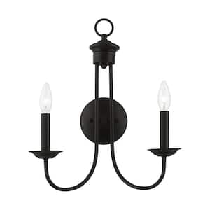 Estate 14 in. 2-Light Black Double Wall Sconce