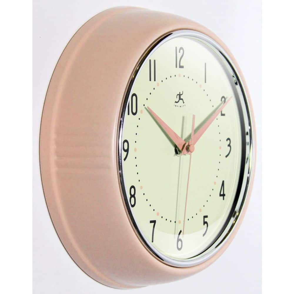 Retro Rose Blush Round Aluminum Wall Clock, 10-inch