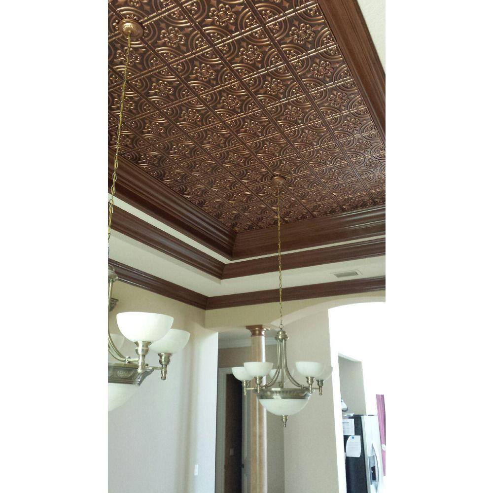 Antique Copper Faux Tin Ceiling Tiles, 24x24 Inch, Set of 25