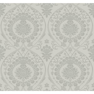 60.75 sq ft Gray Imperial Damask Non-pasted Wallpaper