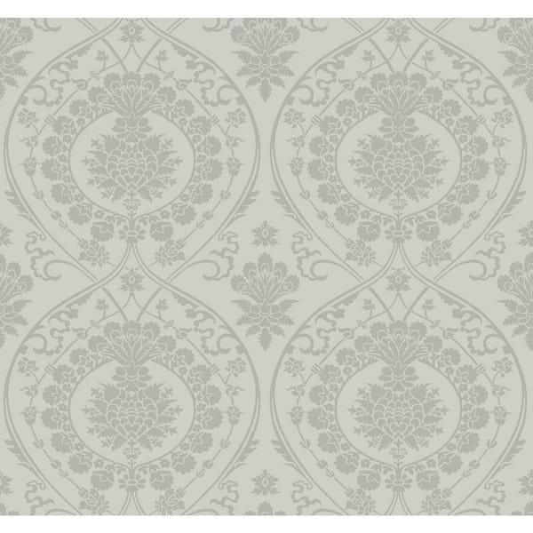 Teamson Kids 60.75 sq ft Gray Imperial Damask Non-pasted Wallpaper