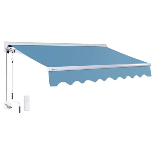 16 ft. Luxury L Series Semi-Cassette Electric with Remote Retractable Patio Awning (118 in. Projection) in Cerulean