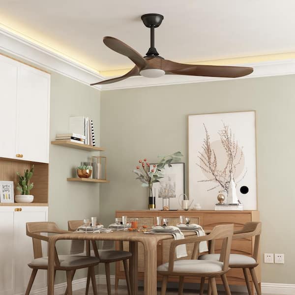 FUFU&GAGA 60 in. Integrated LED Indoor Brown Wood Ceiling