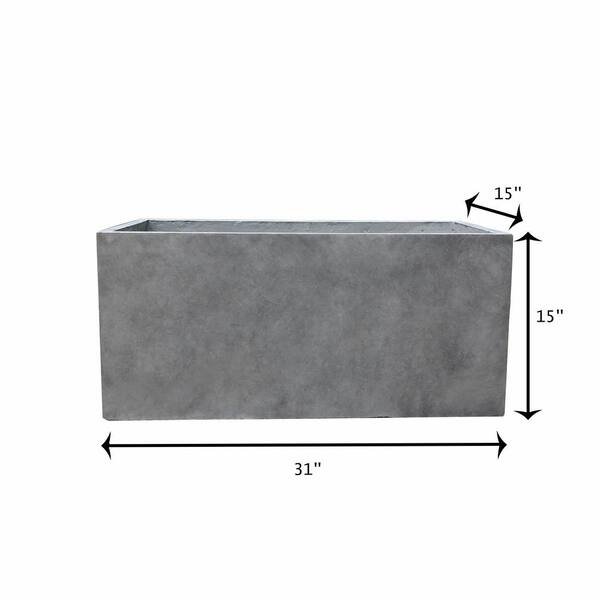 KANTE 31 in. L Rectangular Natural Concrete/Fiberglass Indoor