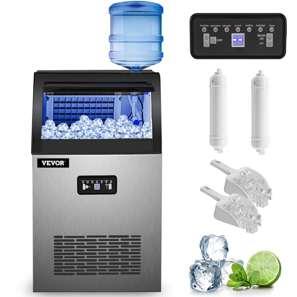 VEVOR 99 lb. / 24 H Freestanding Commercial Ice Maker with 22 lb. Storage Bin Stainless Steel ice Maker Machine in Silver