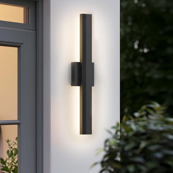 Laplusbelle 2 Light Matte Black Aluminum Hardwired LED Outdoor