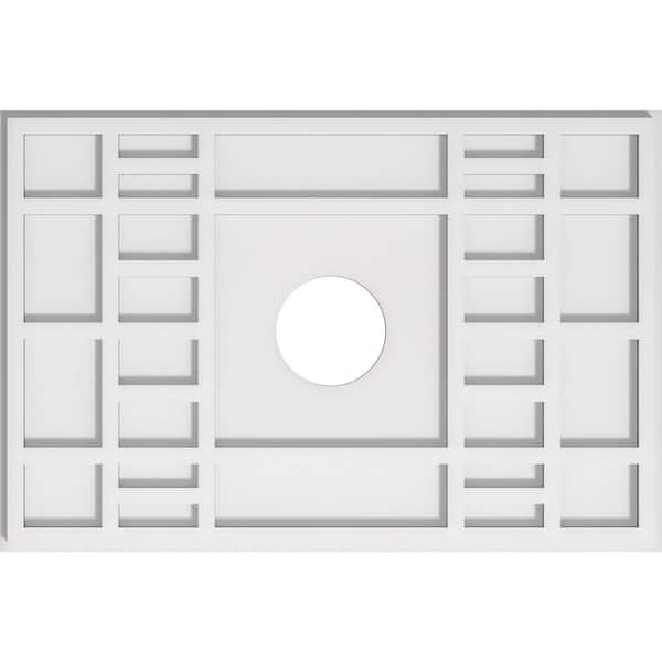 Ekena Millwork 24 in. W x 16 in. H x 4 in. ID x 1 in. P Beaux Architectural Grade PVC Contemporary Ceiling Medallion