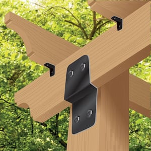6 in. Black Galvanized Steel Traditional Post to Beam Supports (2-Pack)