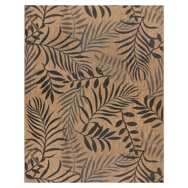 Paseo Akimbo Chestnut and Black 9 ft. x 13 ft. Floral Indoor/Outdoor Area Rug