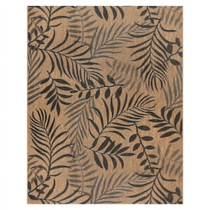 Paseo Akimbo Chestnut and Black 9 ft. x 13 ft. Floral Indoor/Outdoor Area Rug