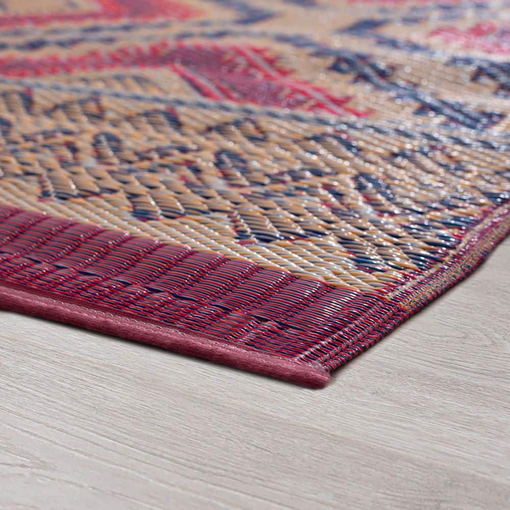 Sunset Burgundy Geometric 6'x9' Synthetic Indoor/Outdoor Rug