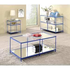 Upland 42 in. Blue Rectangular Glass Top Console Table