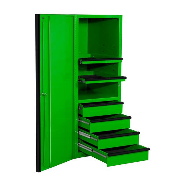 Extreme Tools EXQ 24 in. 4-Drawer 2-Shelf Green Professional Side Tool Chest with Black Handles