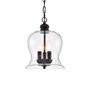 Cadogan 10 in. 3-Light Indoor Bronze Pendant Lamp with Light Kit