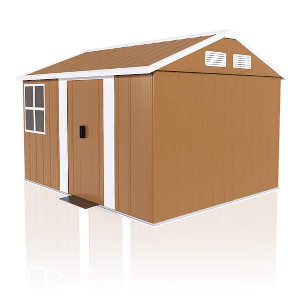 10 ft. W x 8 ft. D Heavy-Duty Metal Storage Shed with Windows and Lockable Door