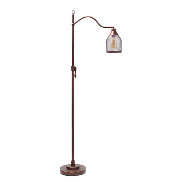 Elegant Designs 60 in. Red Bronze Adjustable Standard Floor Lamp with Metal Netted Shade