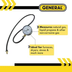Gas Pressure Gauge Test Kit with 39 in. Rubber Hose, Quick Connect Fitting and Carry Case
