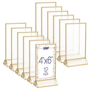 4x6 Picture Frames 12-Pack - Floating Frame Set for Table Numbers, Wedding Signs, Photos, or Table Decor- Gold