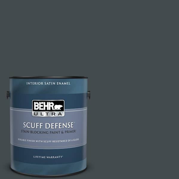 BEHR ULTRA 1 gal. #730F-7 Black Sable Extra Durable Satin Enamel Interior Paint & Primer
