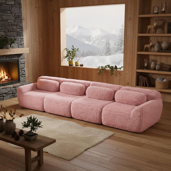 Homy Casa 149 in. Modular 4-Piece Plush Microfiber Modern