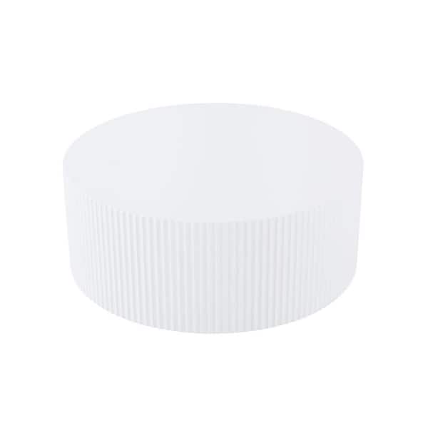 Unbranded 35.4 in. White Round Faux Marble Coffee Tables for Living Room (No Need Assembly)