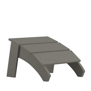 Gray Faux Wood Resin Outdoor Ottoman