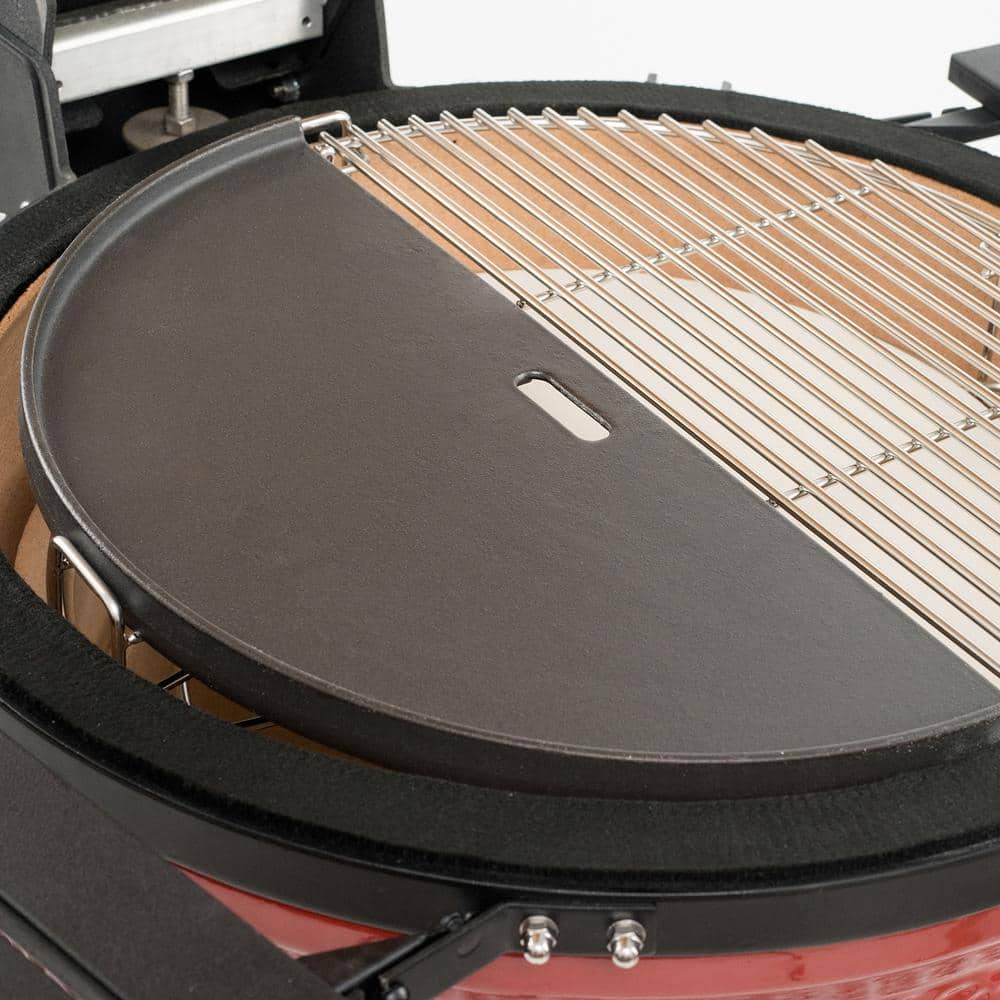 Black Cast Iron Half-Moon Reversible Griddle for 24-inch Grill