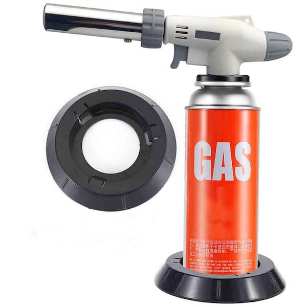 Metal Culinary Butane Torch Adjustable Flame Kitchen Blow Lighter with Stabilizing Stand for Cooking Baking BBQ