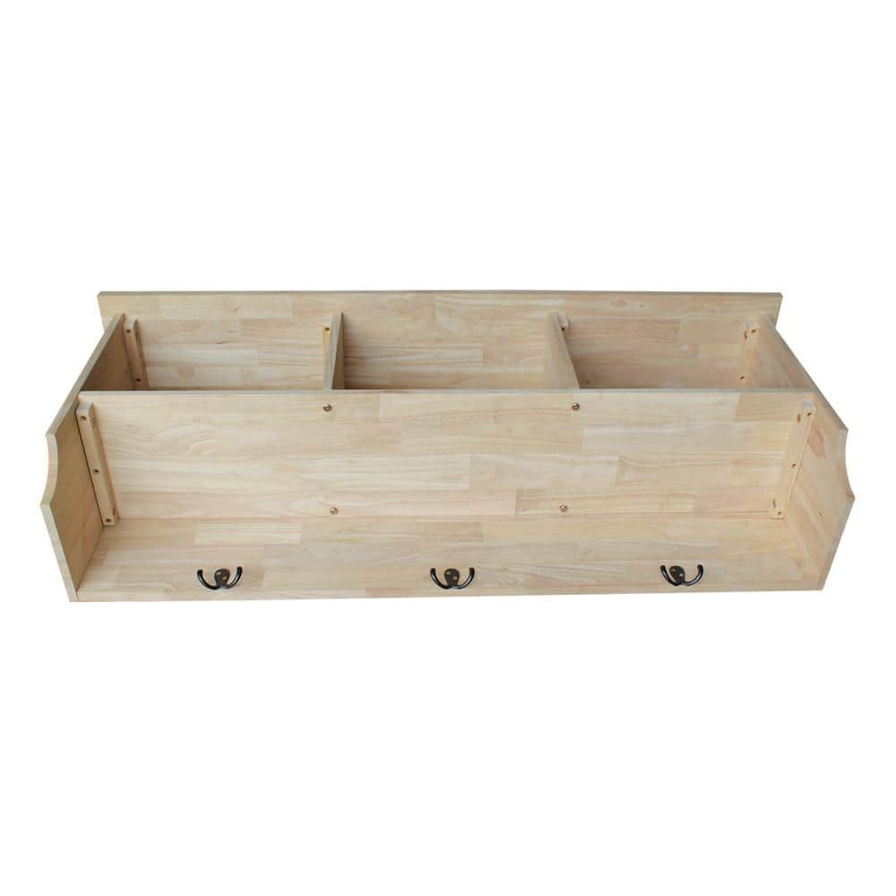 Wall Shelf with Storage in Unfinished Wood - thumbnail 5