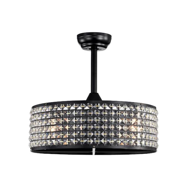 bessten Artemis 20 in. Indoor Crystal Black Caged Ceiling Fan with Remote Control and Light Kit