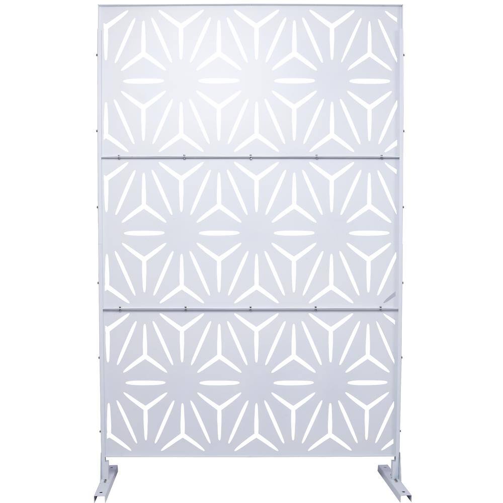 Full view of a white geometric privacy screen panel.