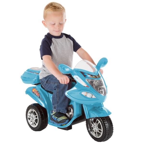 6-Volt Electric Toy Motorcycle Kids Ride-On Toy 3-Wheel Bicycle - Blue