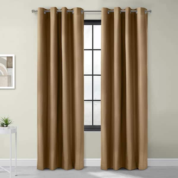 Unbranded Alpine Sand Polyester Solid 52 in. W x 63 in. L Grommet Indoor Blackout Curtain (Single Panel)