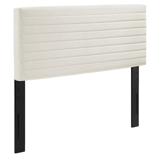 MODWAY Tranquil Ivory White Twin Performance Velvet Upholstered ...