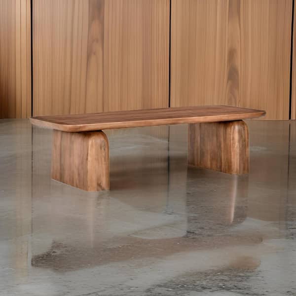 Benjara Loe 28 in. Brown Rectangle Wood Coffee Table with Rectangular Top
