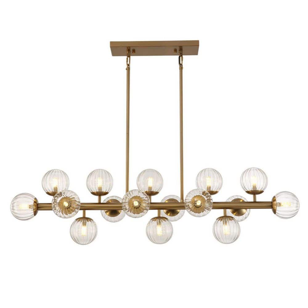 47.2 in. Modern 16-Light Gold Linear Crackle Chandelier for Kitchen Island Dining Room Light Fixture(Bulbs Not Included) price history on PriceWatchPro