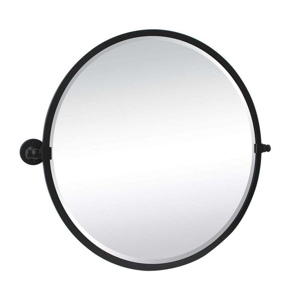 26'' Round Black Metal Framed Bathroom Vanity Mirror