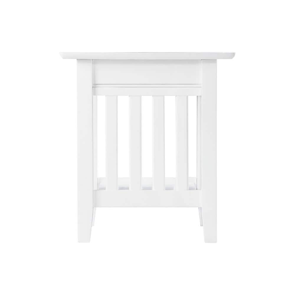 White Mission End Table with Charging Station