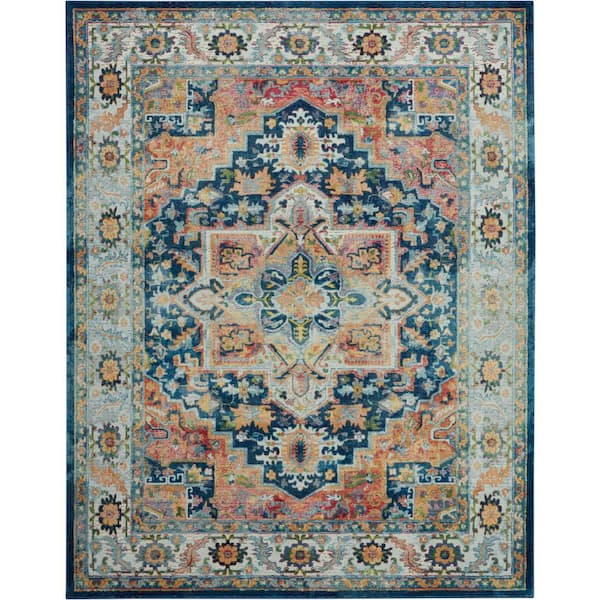 Global Vintage Blue/Multicolor 8 ft. x 10 ft. Persian Traditional Area Rug