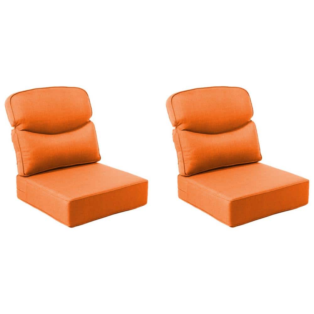 Sunsmile 24in. W x 24in. D x 6in. Thick 4-Piece Deep Seating Outdoor Lounge Chair Olefin Cushion, Orange