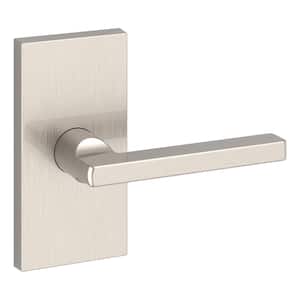 Half Dummy Satin Nickel Right Hand Square Door Lever with Contemporary 5 in. Rose