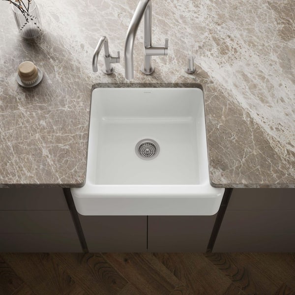 Whitehaven Farmhouse Apron Front Undermount Cast Iron 24 in. Single Bowl Kitchen Sink in White