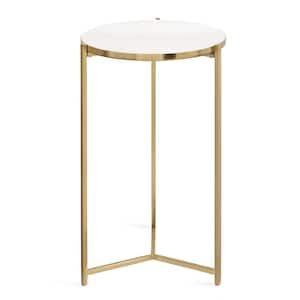 Aguilar 15 in. Gold Round Marble End Table