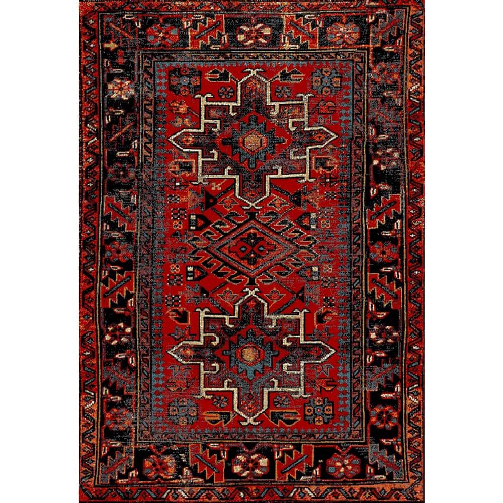 SAFAVIEH Vintage Hamadan Red/Multi 4 ft. x 6 ft. Floral Border 