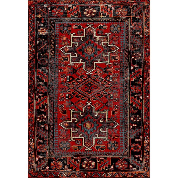 SAFAVIEH Vintage Hamadan Red/Multi 7 ft. x 9 ft. Floral Border Area Rug