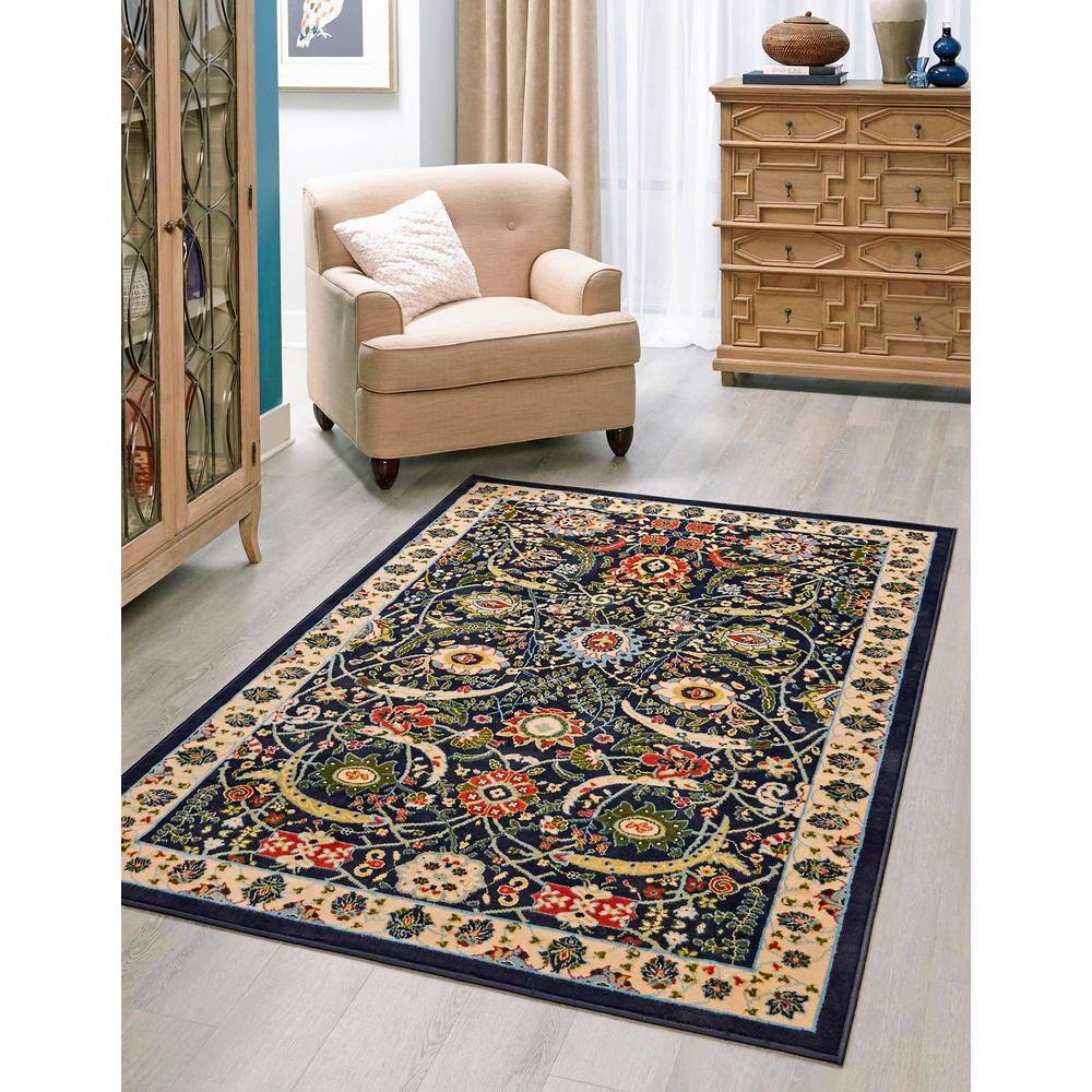 Handmade Rectangular Navy Blue Synthetic Memory Foam Rug