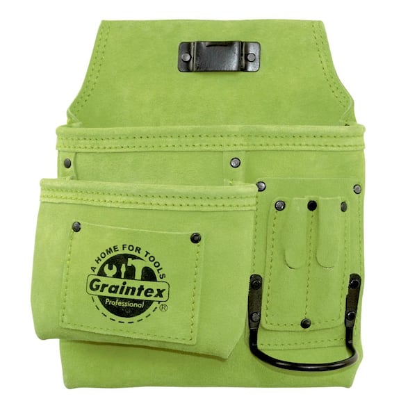 Graintex 5-Pocket Left Handed Lime Green Nail & Tool Pouch
