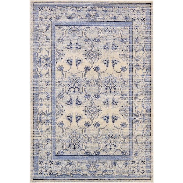 Unique Loom La Jolla Botanica Blue 6' 0 x 9' 0 Area Rug