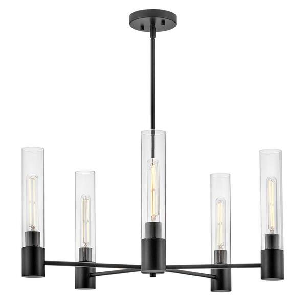 LARK - Shea 5-Light Black Tubed Chandelier